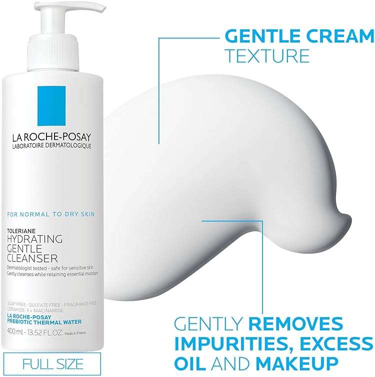 La Roche-Posay Toleriane Hydrating Gentle Face Cleanser, Hydrating Facial Cleanser With Niacinamide + Ceramides, Daily Face Wash For Dry Skin To Normal Skin, Sensitive Skin Tested, Fragrance Free - Image 5