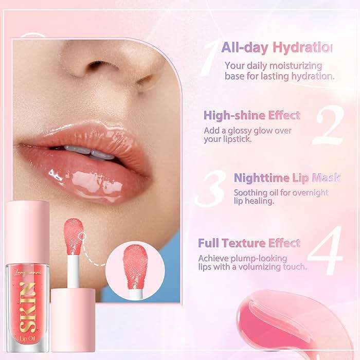 LANGMANNI Lip Oil,No-Sticky Gloss Lip Balm Lip Care,Fruit Flavoured Lip Oil For Dry Lip's Moisturizing Hydrating And Nourishing (Strawberry+Coco) - Image 4