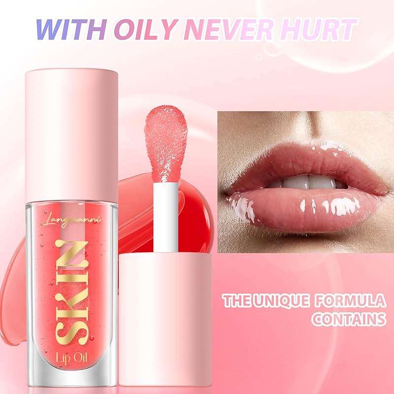 LANGMANNI Lip Oil,No-Sticky Gloss Lip Balm Lip Care,Fruit Flavoured Lip Oil For Dry Lip's Moisturizing Hydrating And Nourishing (Strawberry+Coco) - Image 5