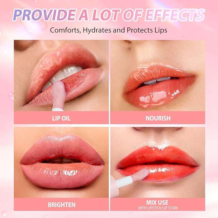 LANGMANNI Lip Oil,No-Sticky Gloss Lip Balm Lip Care,Fruit Flavoured Lip Oil For Dry Lip's Moisturizing Hydrating And Nourishing (Strawberry+Coco) - Image 8