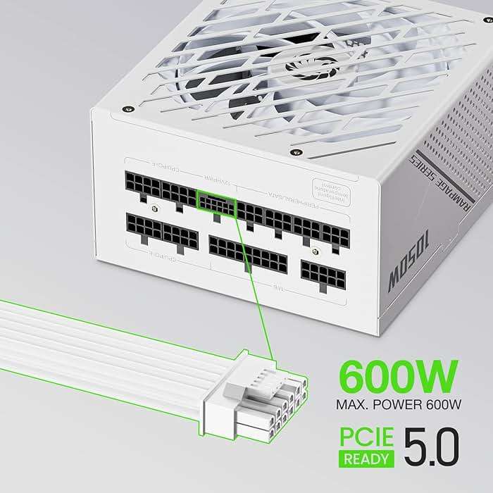 GAMEMAX Rampage Series 1050W PCIe 5.0 80 Plus Platinum Certified Fully Modular Power Supply, 135mm F.D.B Fan, 105°C Japanese Caps, 10 Year Warranty, GX1050, White - Image 3