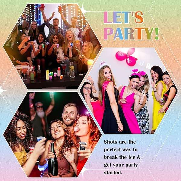 Lounsweer 100 Pieces Plastic Cups 2 oz Disposable Cups Mini 2 oz Party Glasses for Bachelorette Birthday Tasting Serving Samples Cups Halloween Christmas Party Favors Supplies (Colorful) - Image 4