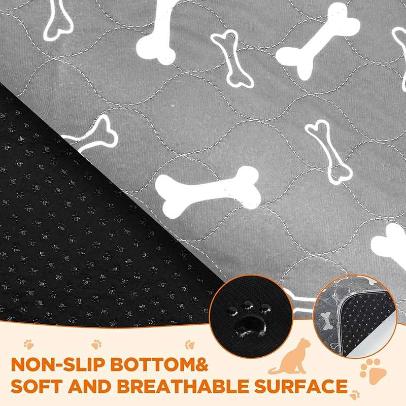 Baodan Washable Pee Pads for Dogs, 2 Pack Large Reusable Puppy Pads, Non-Slip Waterproof Dog Mats for Floors, Fast-Absorbent Whelping Pad, Playpen Mat for Crate or Indoor Use (36"x48", Gray) - Image 2