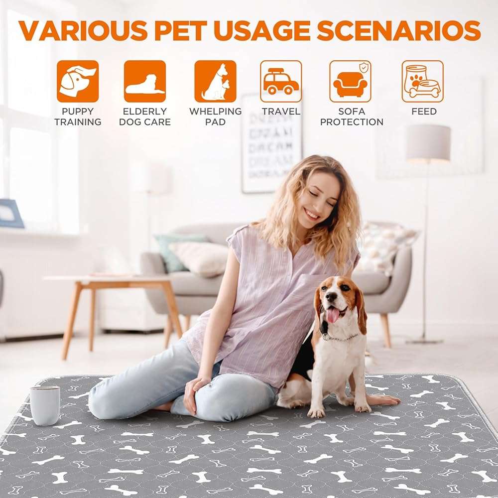 Baodan Washable Pee Pads for Dogs, 2 Pack Large Reusable Puppy Pads, Non-Slip Waterproof Dog Mats for Floors, Fast-Absorbent Whelping Pad, Playpen Mat for Crate or Indoor Use (36"x48", Gray) - Image 4