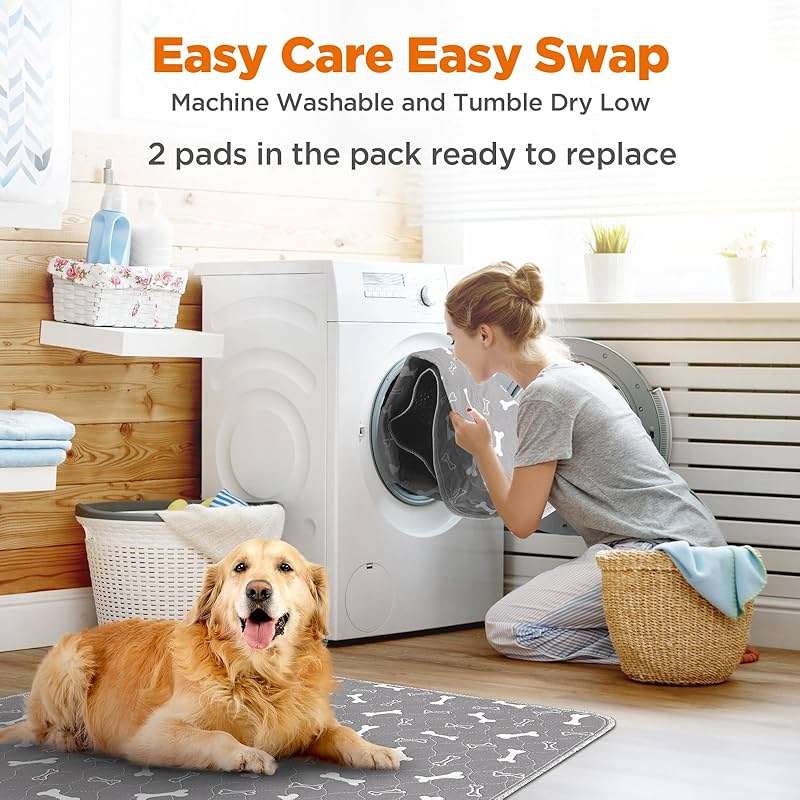 Baodan Washable Pee Pads for Dogs, 2 Pack Large Reusable Puppy Pads, Non-Slip Waterproof Dog Mats for Floors, Fast-Absorbent Whelping Pad, Playpen Mat for Crate or Indoor Use (36"x48", Gray) - Image 5