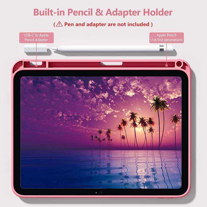 Wenlaty Compatible with iPad (A16) 11th Generation Case 11 Inch 2025, for iPad 10th Generation Case 10.9 Inch 2022 with Pencil Holder, Trifold Stand Protective Cover, Auto Wake/Sleep, Watermelon Pink - Image 3