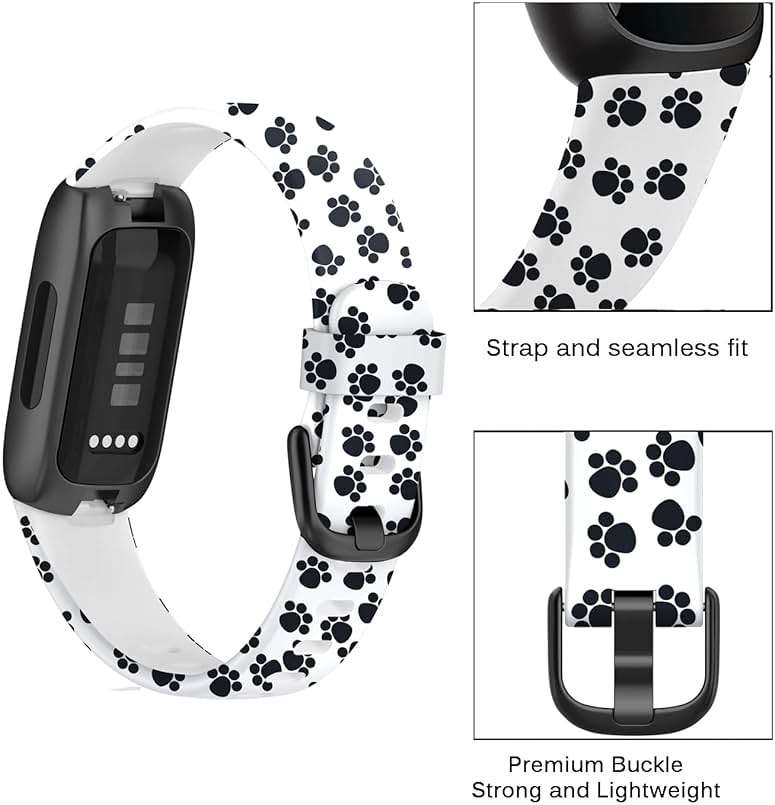 Intended for Fitbit Inspire 3 Bands Straps Printing Pattern Colorful Watch Band Wrist Strap Silicone Soft Sports Breathable Quick Fit Metal Replacement Wristband(Dog Claw) - Image 5