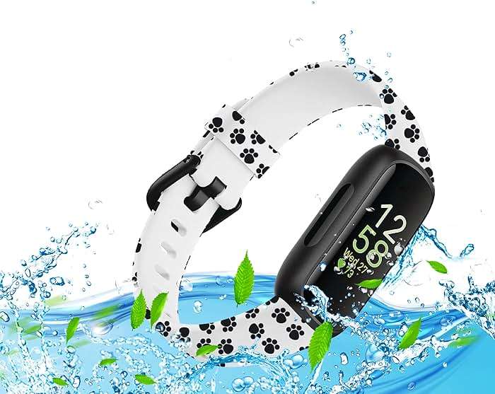 Intended for Fitbit Inspire 3 Bands Straps Printing Pattern Colorful Watch Band Wrist Strap Silicone Soft Sports Breathable Quick Fit Metal Replacement Wristband(Dog Claw) - Image 6