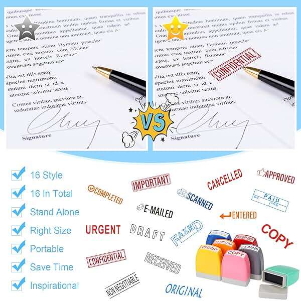 Crtiin 16 Pcs Office Stamp Set Message Self Inking Rubber Stamp Set for Office Stamps Completed Faxed Scanned Stamps for Message Supplies(Mixed Colors) - Image 5