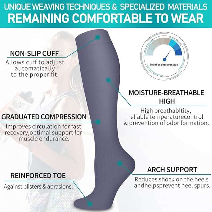 COOLOVER Copper Compression Socks for Women and Men(6 Pairs)-Best Support for Running, Athletic, Travel - Image 5