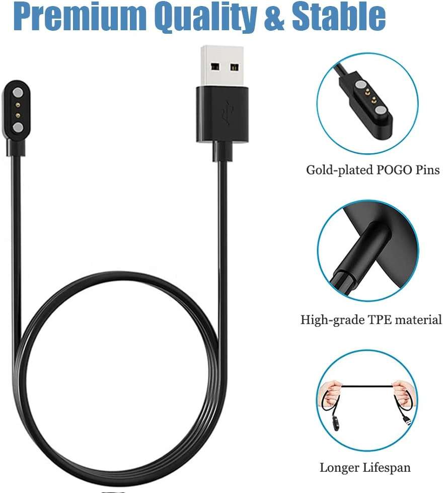 EXMRAT Charger for VeryFitPro Fitpolo Tozo Smartwatch, Magnetic Charging Cable Cord for YAMAY Willful SW021 SW025 Letsfit ID205L ID205U ID205S Wyze 44mm 47mm (2-Pack, 3.3ft/100cm) - Image 3