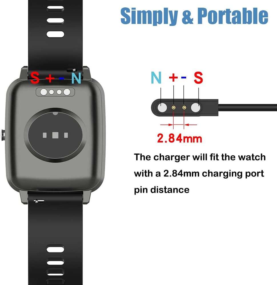 EXMRAT Charger for VeryFitPro Fitpolo Tozo Smartwatch, Magnetic Charging Cable Cord for YAMAY Willful SW021 SW025 Letsfit ID205L ID205U ID205S Wyze 44mm 47mm (2-Pack, 3.3ft/100cm) - Image 4