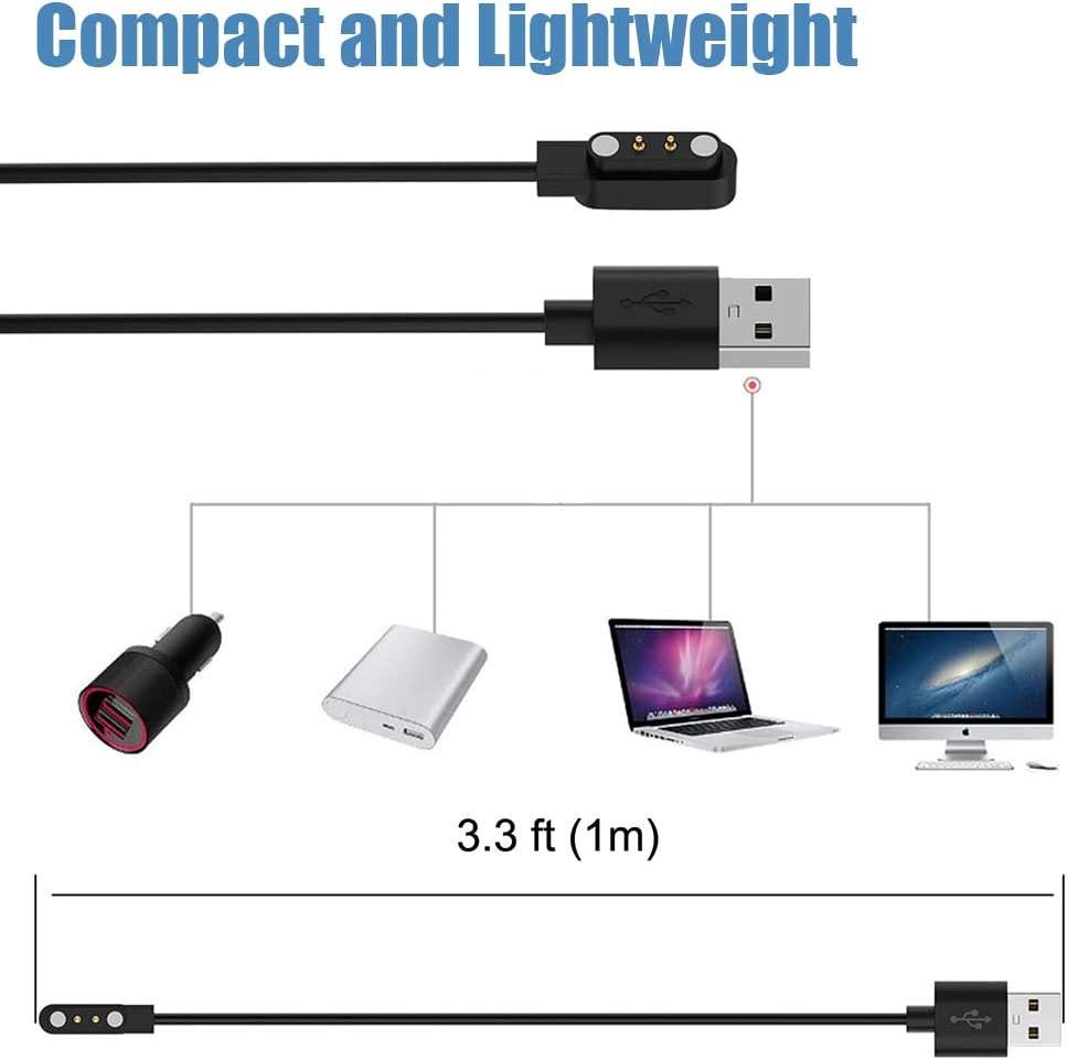 EXMRAT Charger for VeryFitPro Fitpolo Tozo Smartwatch, Magnetic Charging Cable Cord for YAMAY Willful SW021 SW025 Letsfit ID205L ID205U ID205S Wyze 44mm 47mm (2-Pack, 3.3ft/100cm) - Image 5