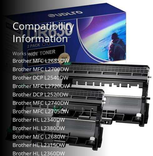 DR630 Drum (Not Toner) - Replacement Compatible for Brother DR-630 Drum Unit for Brother HL-L2300D HL-L2340DW HL-L2360DW HL-L2380DW DCP-L2540DW DCP-L2540DW MFC-L2705DW MFC-L2707DW Printer (2 Black) - Image 3