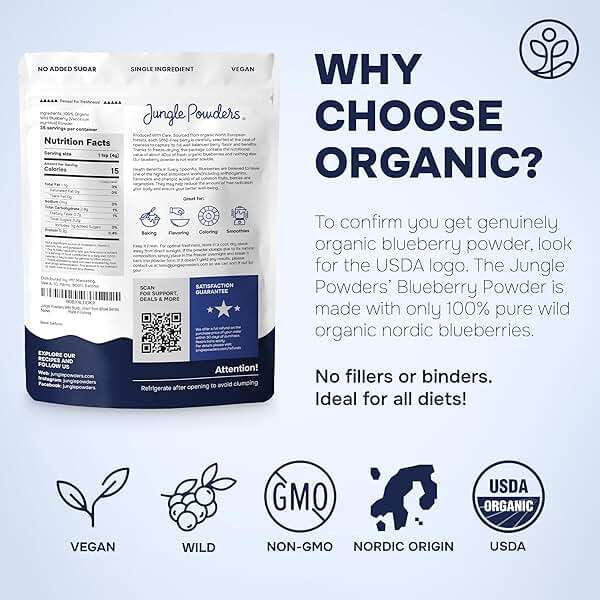 Wild Blueberry Powder Organic 5 Ounce Bag USDA Certified & 3rd Party Lab Tested - Antioxidant Rich Smoothies Freeze Dried Blueberries Organic Blueberry Extract for Baking From Whole Dried Blueberries - Image 6