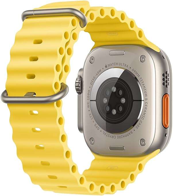 Apple Watch Ultra [GPS + Cellular 49mm] Titanium Case with Yellow Ocean Band, One Size (Renewed) - Image 3