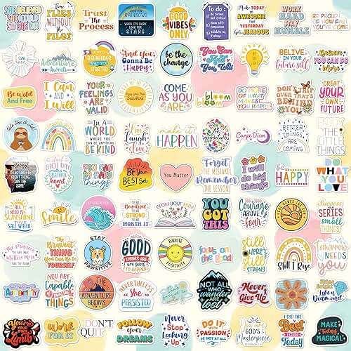 300PCS Affirmation Stickers, Holographic Motivational Sticker Pack, Positive Journal Encouraging Shiny Quotes for Kids, Teachers, Classroom, Waterproof Scrapbook Supplies - Image 3
