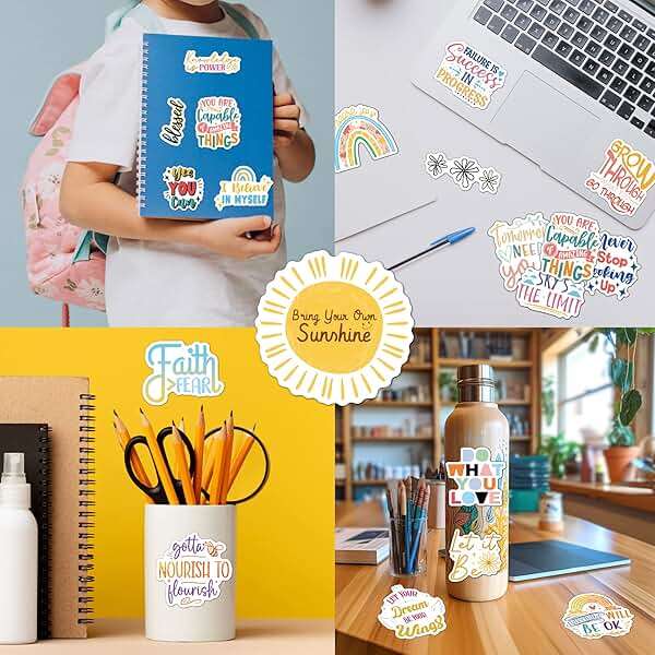 300PCS Affirmation Stickers, Holographic Motivational Sticker Pack, Positive Journal Encouraging Shiny Quotes for Kids, Teachers, Classroom, Waterproof Scrapbook Supplies - Image 6