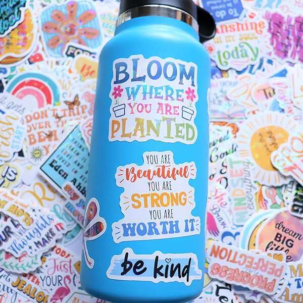 300PCS Affirmation Stickers, Holographic Motivational Sticker Pack, Positive Journal Encouraging Shiny Quotes for Kids, Teachers, Classroom, Waterproof Scrapbook Supplies - Image 7