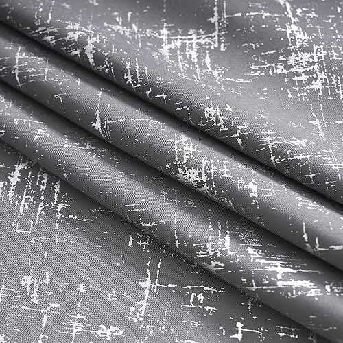 Taisier Home Silver Foil Print Linen Textured Curtains Geometric Dots Pattern Design Curtains for Bedroom Living Room Thermal Insulated Window Treatment 2 Panels 108" L,Soft Grey and Silver Curtain - Image 8