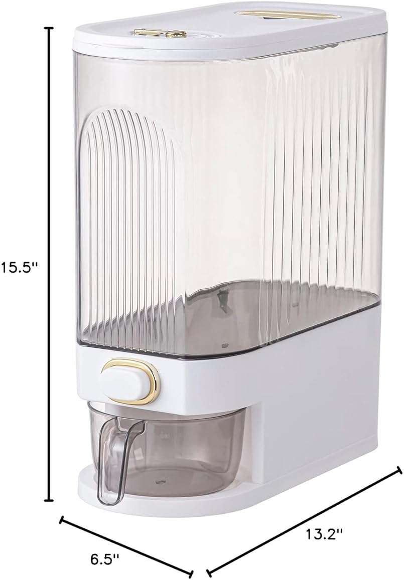 Sooyee Clear Rice Dispenser, Large Cereal Dispenser with Lid Time Scale, Measuring Cylinder Moisture Proof Airtight Food Dispenser Bucket for Rice, Corn,Coffee Bean,Grain,Soybean & Oatmeal - Image 3