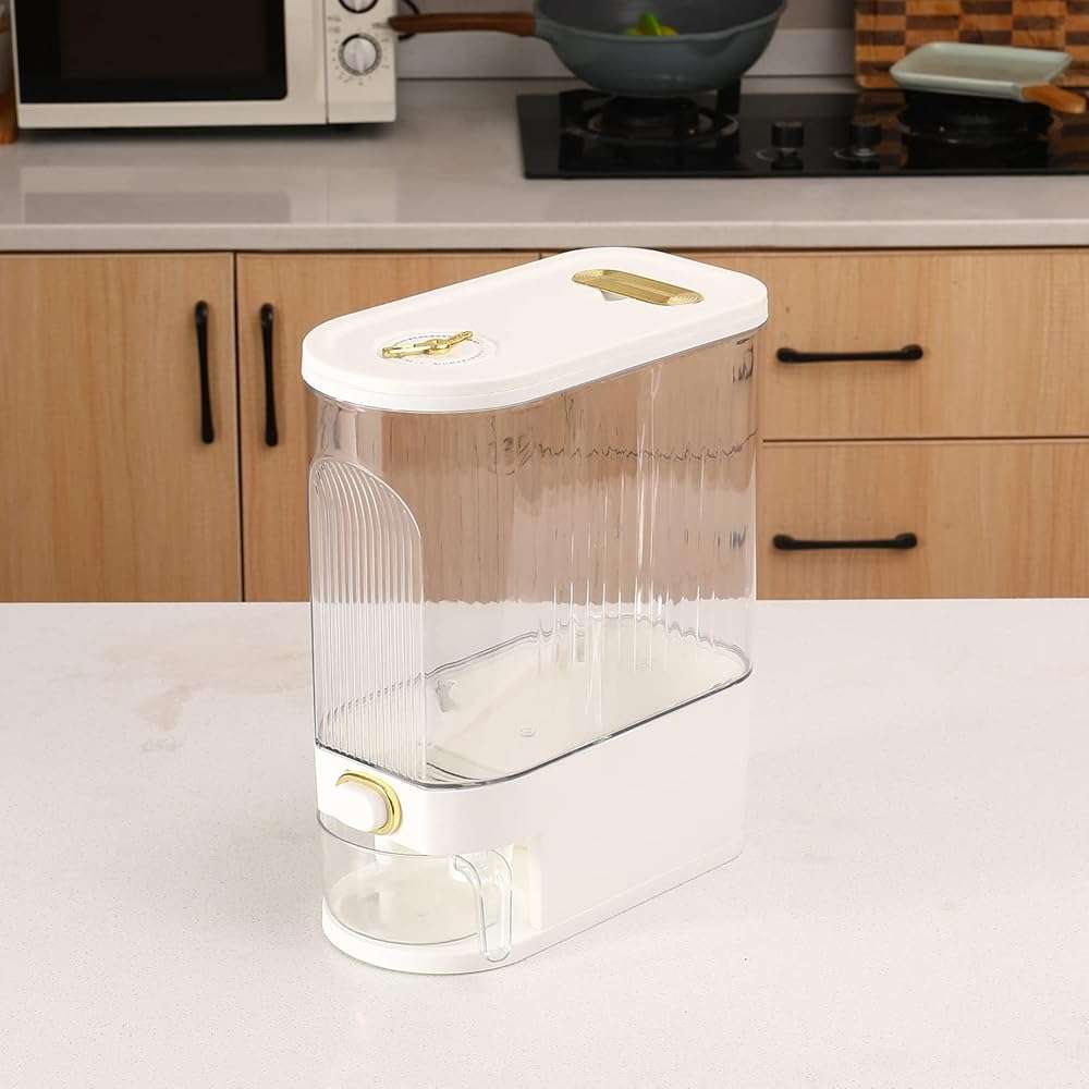 Sooyee Clear Rice Dispenser, Large Cereal Dispenser with Lid Time Scale, Measuring Cylinder Moisture Proof Airtight Food Dispenser Bucket for Rice, Corn,Coffee Bean,Grain,Soybean & Oatmeal - Image 4