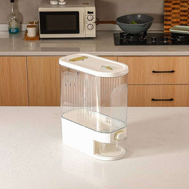 Sooyee Clear Rice Dispenser, Large Cereal Dispenser with Lid Time Scale, Measuring Cylinder Moisture Proof Airtight Food Dispenser Bucket for Rice, Corn,Coffee Bean,Grain,Soybean & Oatmeal - Image 5