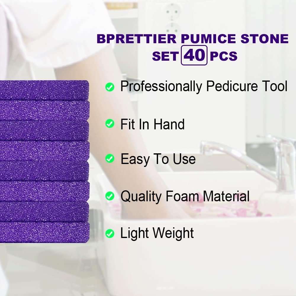 BPrettier Foot Pumice Stone Pumice Stone for Feet Foot Scrubber Sponge Callus Remover Dead Skin,Pedicure Supplies Nail Salon Home Use 40 PCS - Image 2