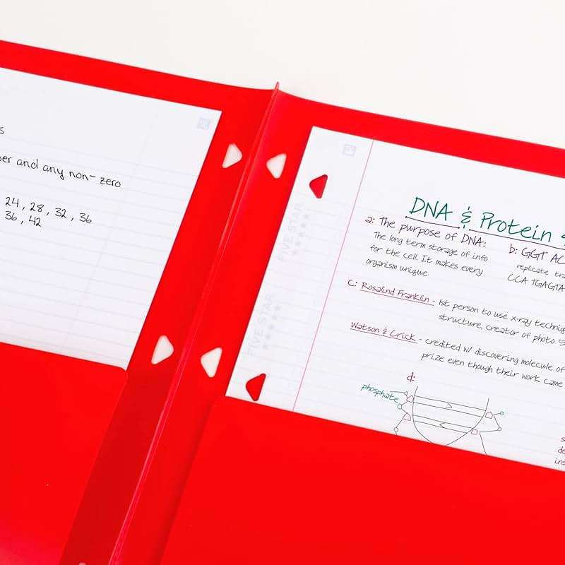 Five Star Pocket Folder + Study App, 4 Pack, 2 Pocket Folder, Customizable Cover, Fits 3 Ring Binder, Black, Pacific Blue, Fire Red, Forest Green (330092A-ECM) - Image 4