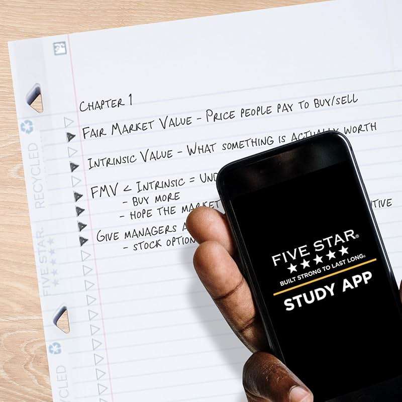 Five Star Loose Leaf Paper + Study App, Recycled Notebook Paper, College Ruled Paper, 8-1/2" x 11", 80 Sheets, Reinforced Filler Paper (170023) - Image 2