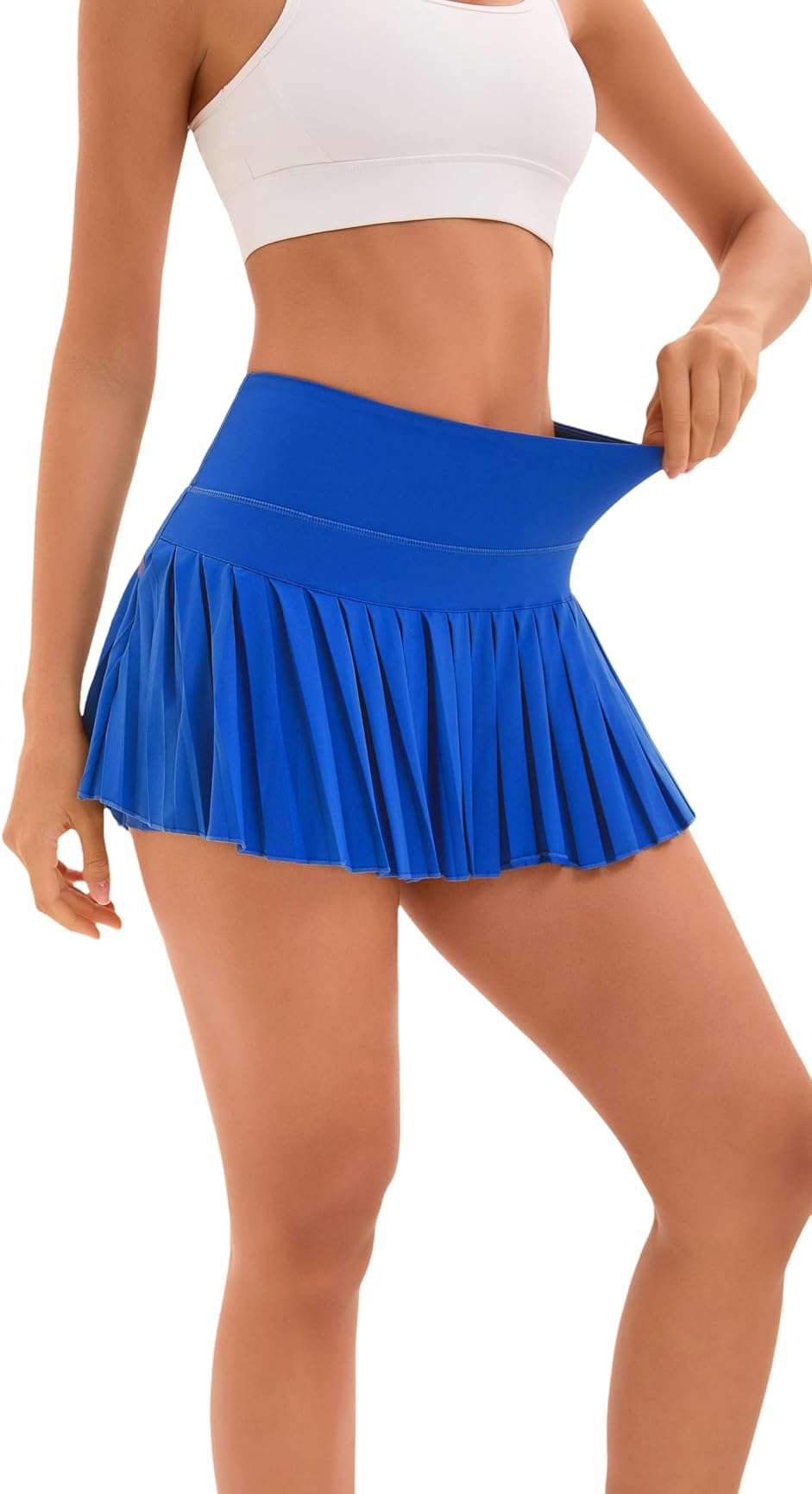 Yknktstc Women Pleated Tennis Skirt with Pockets Athletic Sports Skort | high waist mini skirt, tennis golf running casual daily wear, inner spandex shorts, quick dry fabric, inner side pockets - Image 4