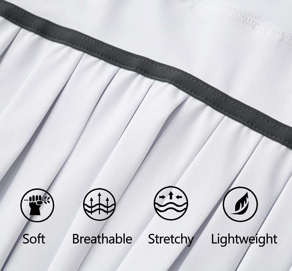 Yknktstc Women Pleated Tennis Skirt with Pockets Athletic Sports Skort | high waist mini skirt, tennis golf running casual daily wear, inner spandex shorts, quick dry fabric, inner side pockets - Image 8