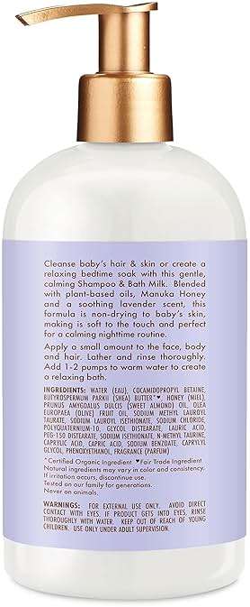 SheaMoisture Baby Shampoo & Bath Milk Manuka Honey & Lavender for Delicate Hair and Skin Nighttime Skin and Hair Care Regimen 13 oz - Image 2