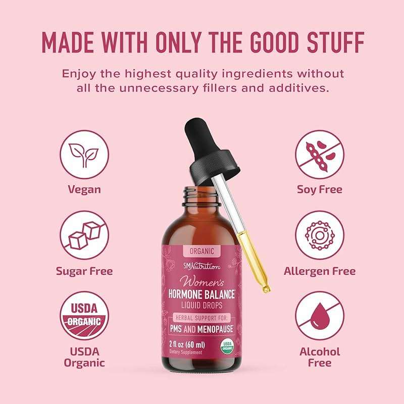Hormone Balance Liquid Drops | with Black Cohosh, Stinging Nettle, Red Raspberry Leaf, Chasteberry & More | Menopause, Hot Flash, & PMS Relief Menstrual Herbal Support Tincture | Vegan Formula | 2oz - Image 5