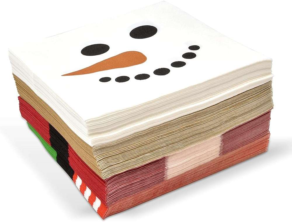Gift Boutique 120 Christmas Character Cocktail Beverage Napkins Holiday Disposable Paper Napkin Cute Xmas Winter Snowman Reindeer Elf & Santa Belt Dessert Napkins for Home Dinner Buffet Party Supplies - Image 7