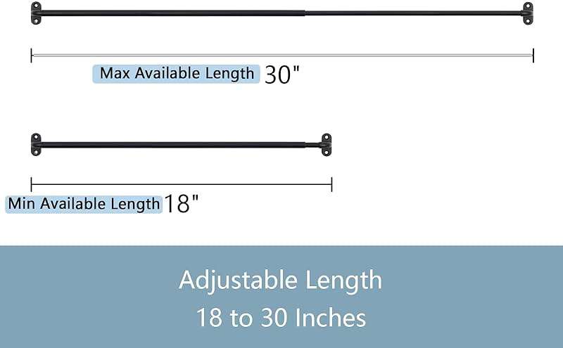 TYRON 2 Pack Screwed Sash Curtain Rod Adjustable 18-30 Inch, 3/8 In. Diameter, French Door Curtain Rods (Black) - Image 3