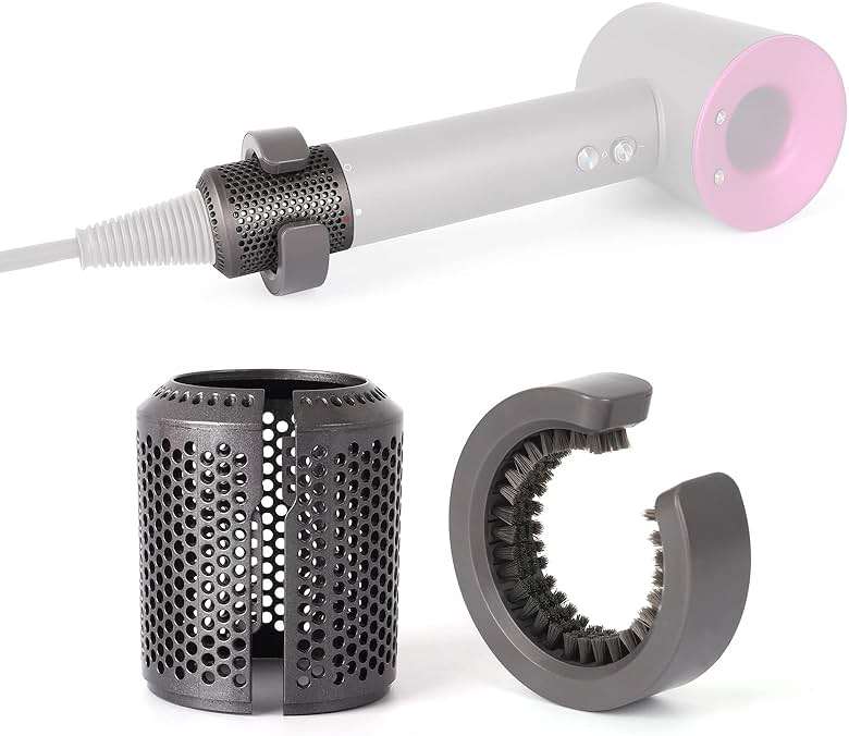 Upgraded Hair Dryer Filter Compatible with Dyson Supersonic HD01 HD03 HD08 Hair Dryer Attachment, Hair Dryer Outer Filter Repair Accessories with Filter Cleaning Brush(Metallic Gray) - Image 1