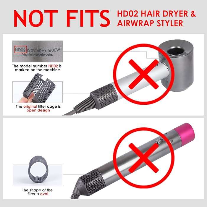Upgraded Hair Dryer Filter Compatible with Dyson Supersonic HD01 HD03 HD08 Hair Dryer Attachment, Hair Dryer Outer Filter Repair Accessories with Filter Cleaning Brush(Metallic Gray) - Image 2