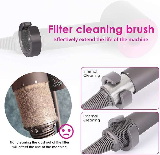 Upgraded Hair Dryer Filter Compatible with Dyson Supersonic HD01 HD03 HD08 Hair Dryer Attachment, Hair Dryer Outer Filter Repair Accessories with Filter Cleaning Brush(Metallic Gray) - Image 5