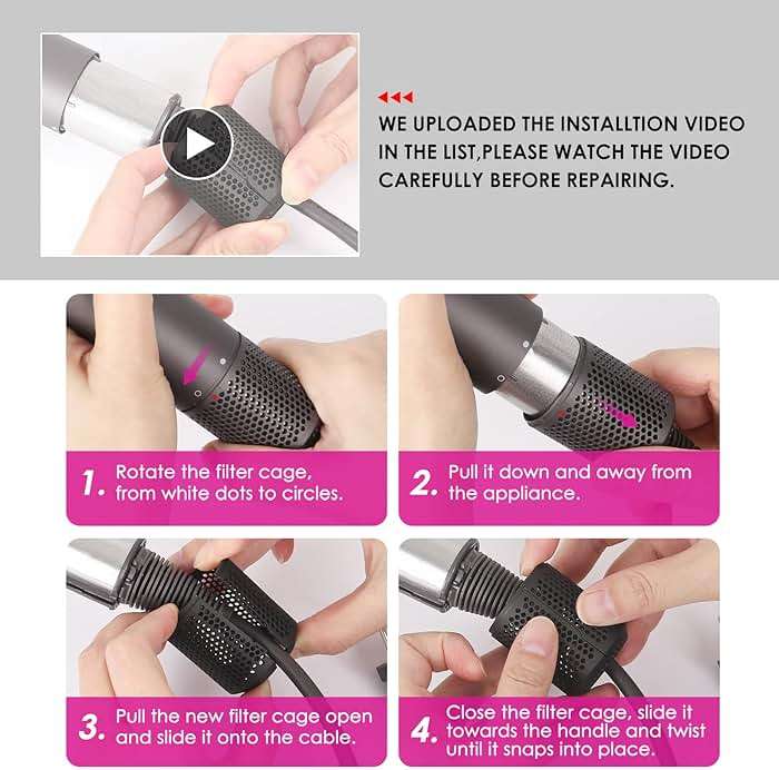Upgraded Hair Dryer Filter Compatible with Dyson Supersonic HD01 HD03 HD08 Hair Dryer Attachment, Hair Dryer Outer Filter Repair Accessories with Filter Cleaning Brush(Metallic Gray) - Image 6