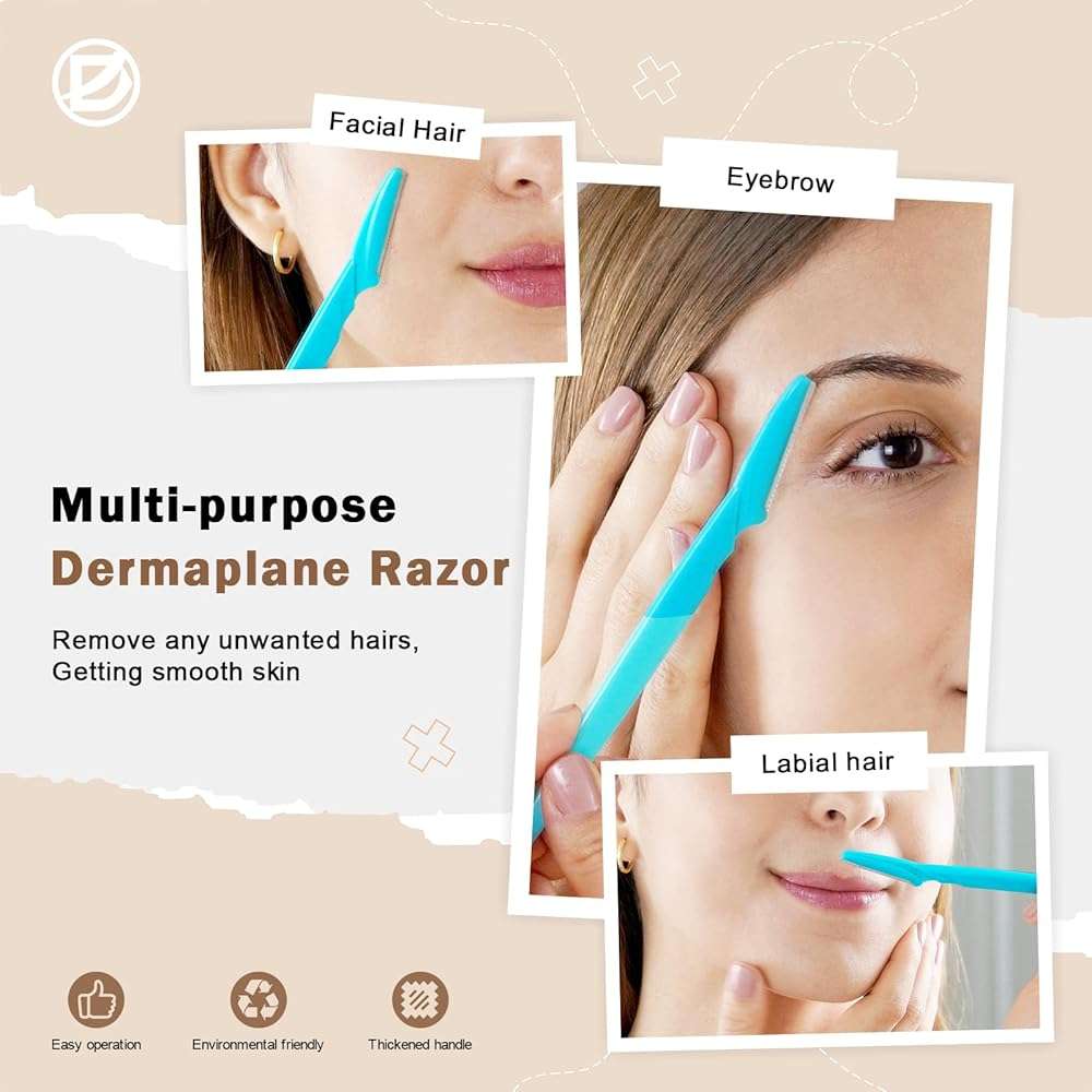 D 21 PCS Eyebrow Razor,Dermaplane Razor,Face Razors for Women and Men,Dermaplaning Tool for Face,3 Colors Facial Hair Shavers with Precision Cover,Facial Hair Remover for Women,Eyebrow Hair Trimmers - Image 5