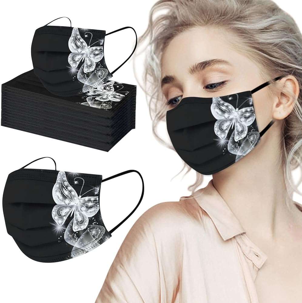 50Pack Mask for Women Disposable Holiday Skin Care Balaclava Designer Facial Masks with Adjustable Earloop Face_Mask - Image 2