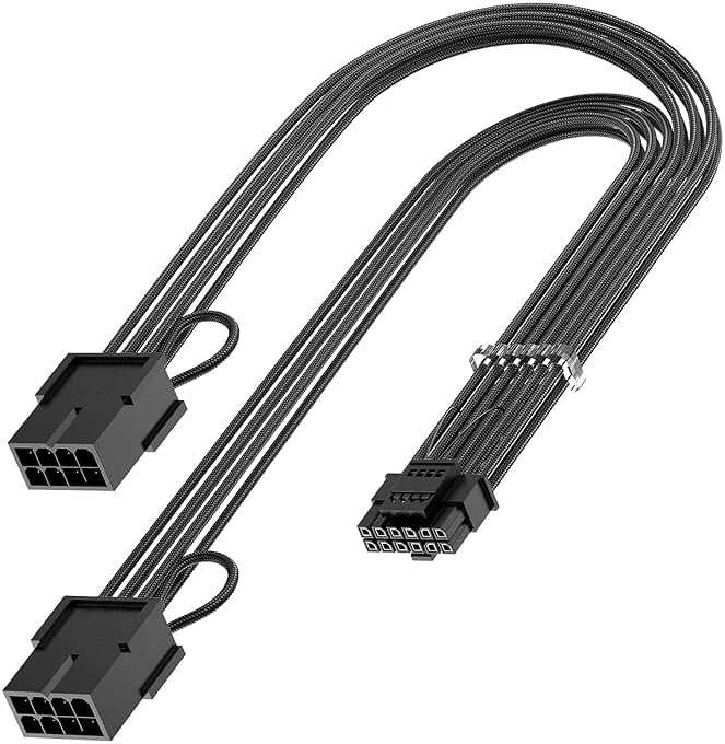 Bangfun PCIE 5.0 16Pin GPU Power 12VHPWR Extension Cable, 16Pin(12+4) Male to 2X8Pin Female GPU Adapter Extender Cord Designed for Geforce RTX 4070 4070Ti Super 5090 5080 5070Ti-13Inch Black - Image 1
