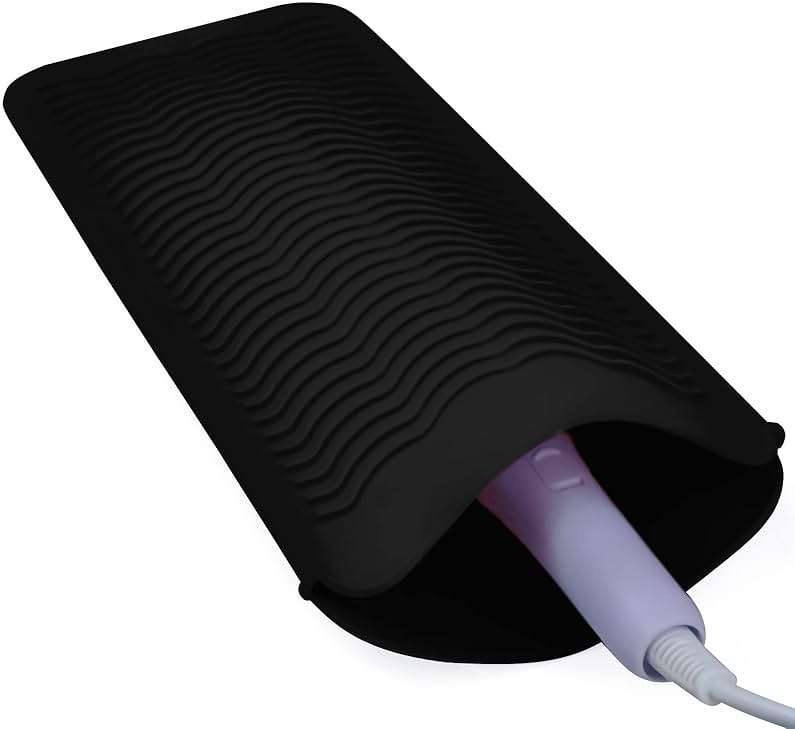 1Pack Silicone Heat Resistant Mat Pouch for Hair Straightener, Curling Iron, Flat Iron and Hot Hair Tools Black - Image 1