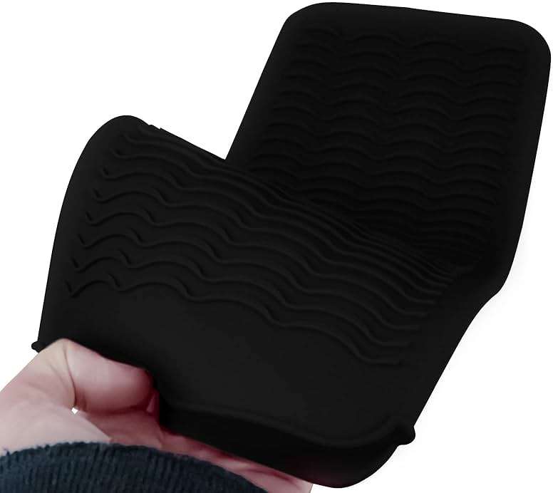1Pack Silicone Heat Resistant Mat Pouch for Hair Straightener, Curling Iron, Flat Iron and Hot Hair Tools Black - Image 4