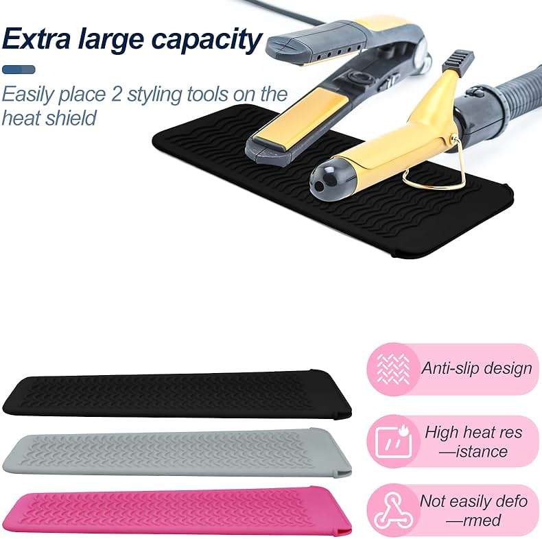 1Pack Silicone Heat Resistant Mat Pouch for Hair Straightener, Curling Iron, Flat Iron and Hot Hair Tools Black - Image 5