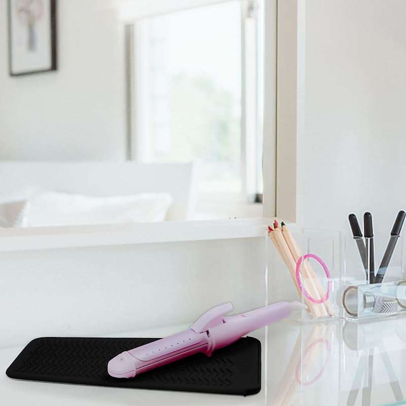 1Pack Silicone Heat Resistant Mat Pouch for Hair Straightener, Curling Iron, Flat Iron and Hot Hair Tools Black - Image 6