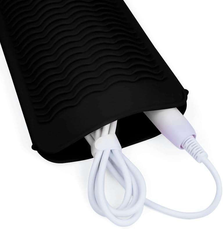 1Pack Silicone Heat Resistant Mat Pouch for Hair Straightener, Curling Iron, Flat Iron and Hot Hair Tools Black - Image 9