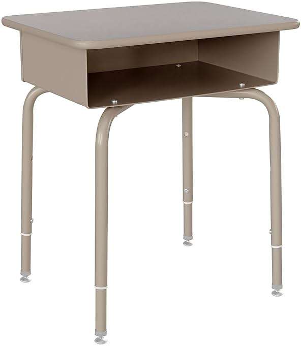 Flash Furniture Billie Student Desk - Gray Granite Open Front School Desk - Silver Metal Frame - 24"W x 18"D Adjustable Height, Durable for School or Remote Learning - Image 1