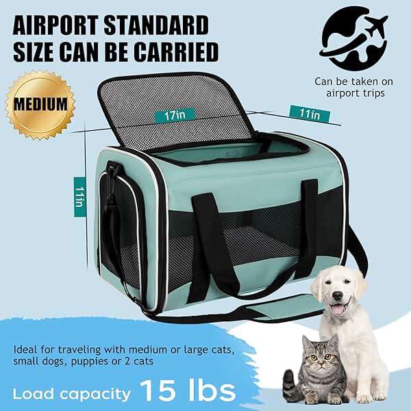 Yipincover, Cat Dog Carriers Soft-Sided, Pet Travel Carrier for Small Cats Dogs Under to15lbs, Soft-Solid Collapsible Carrier,(Medium,Green) - Image 3